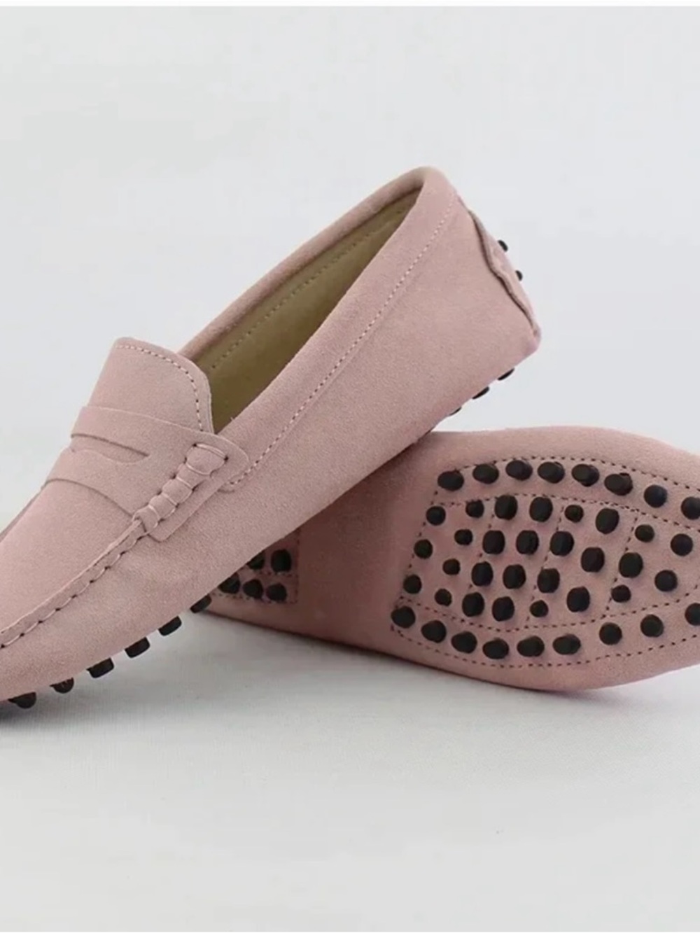 NWOT!! Women's Dusty Pink Suede Loafers - Slip-On Driving Moccasins - Picture 2 of 6